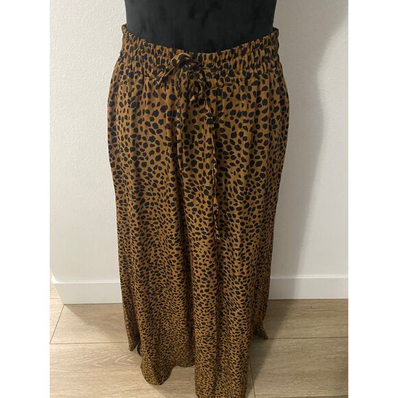 Bluetime Leopard Maxi Skirt Animal Print Flowy Glam Parisian Chic - Picture 1 of 4